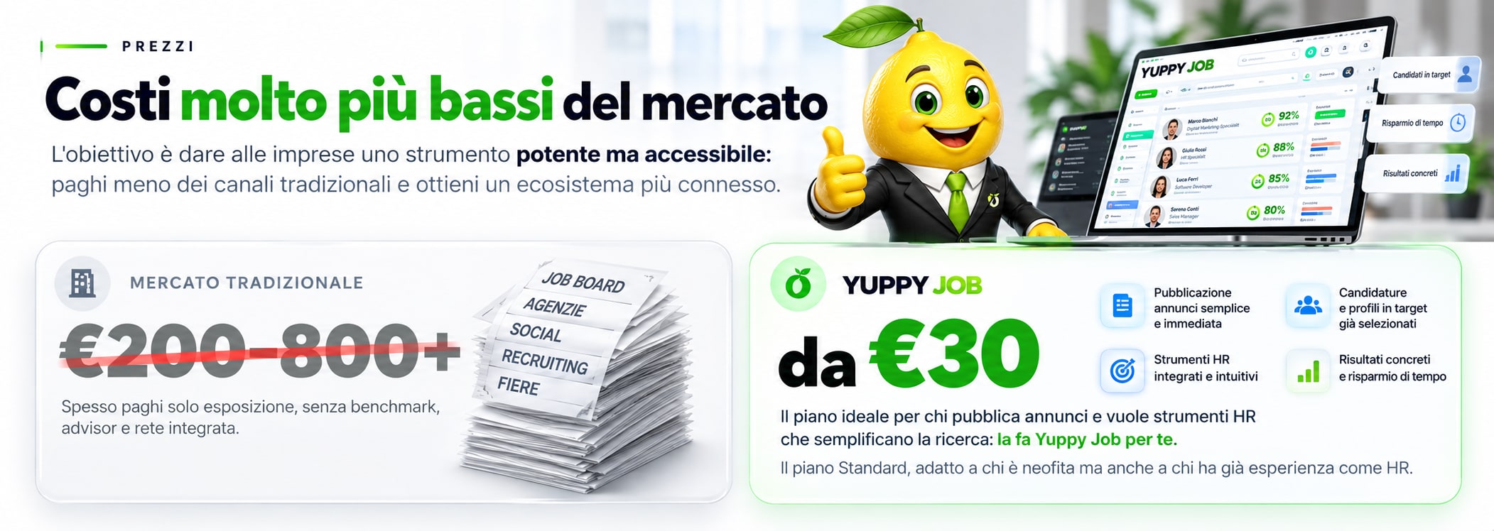 Costi molto più bassi del mercato